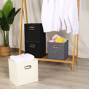 Yunkeeeper storage bins Cubes, Fabric Cube Organizer with Handle, Foldable Cube Bins for Cloth or Accessary Storage, 11x11x11, Set of 3,(Gray)