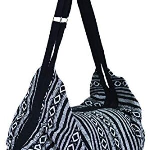 Luggage Hobo Crossbody Bag Shoulder Bag Travel Bag Messenger Bag Hippie Boho Bohemian Large Purse (Black)