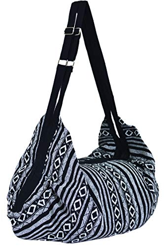 Luggage Hobo Crossbody Bag Shoulder Bag Travel Bag Messenger Bag Hippie Boho Bohemian Large Purse (Black)