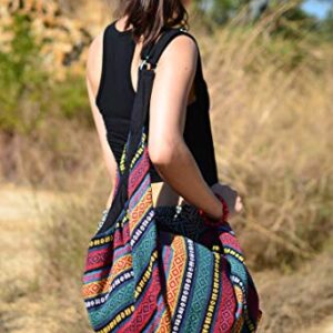 Luggage Hobo Crossbody Bag Shoulder Bag Travel Bag Messenger Bag Hippie Boho Bohemian Large Purse (Black)