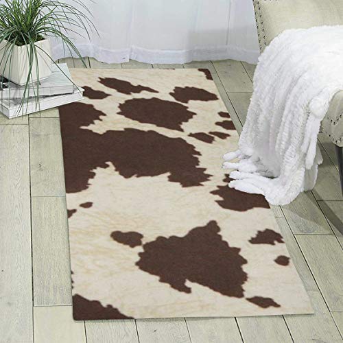 Cow Fur Print Printed Area Rug Living Room Bedroom Rugs Home Runner Floor Office Soft Non Slip Washable Carpet,70'' X 24''