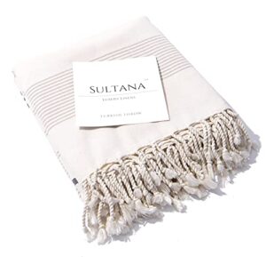 sultana luxury linens – turkish throw blanket | 100% turkish cotton | decorative boho blanket for modern home living | 52 x 67 inches (okanagan stripe)