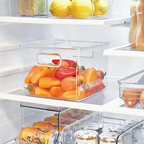 iDesign Plastic Fridge and Freezer Organizer Bin with Integrated Handles – 10” x 5” x 6”, Clear & Plastic Fridge and Pantry Organizer Bin with Integrated Handles – 8” x 8” x 6”, Clear