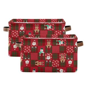senya Christmas Basket, Large Foldable Christma Storage Basket with Handles Christmas Snowman Santa Snowflake Fabric Collapsible Storage Bins Organizer Bag for Toy Storage