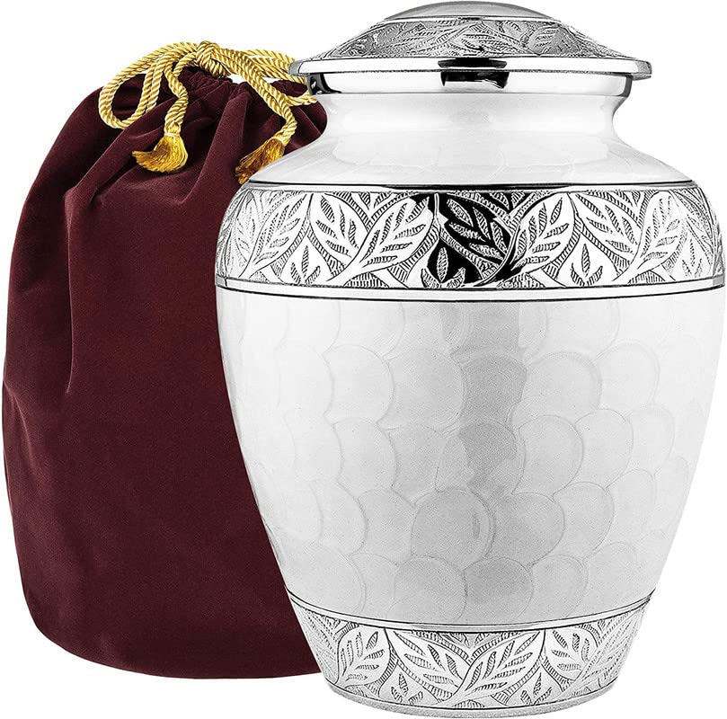 Trupoint Memorials Cremation Urns for Human Ashes - Decorative Urns, Urns for Human Ashes Female & Male, Urns for Ashes Adult Female, Funeral Urns - White, Large