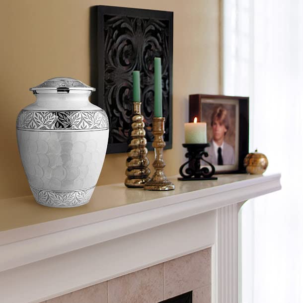 Trupoint Memorials Cremation Urns for Human Ashes - Decorative Urns, Urns for Human Ashes Female & Male, Urns for Ashes Adult Female, Funeral Urns - White, Large