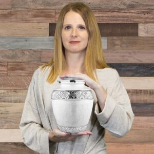 Trupoint Memorials Cremation Urns for Human Ashes - Decorative Urns, Urns for Human Ashes Female & Male, Urns for Ashes Adult Female, Funeral Urns - White, Large