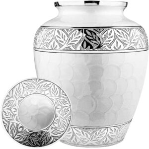 Trupoint Memorials Cremation Urns for Human Ashes - Decorative Urns, Urns for Human Ashes Female & Male, Urns for Ashes Adult Female, Funeral Urns - White, Large