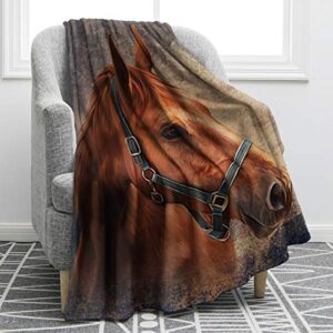 jekeno horse vintage red blanket smooth soft print throw blanket for sofa chair bed office travelling camping women gift 50″x60″
