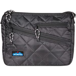 kavu uptown puff crossbody bag purse for travel, hiking – black
