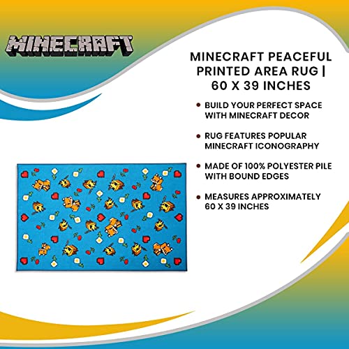 Minecraft Mob Printed Area Rug | Indoor Floor Mat, Accent Rugs For Living Room and Bedroom, Home Decor For Kids Playroom | Video Game Gifts And Collectibles | 60 x 39 Inches