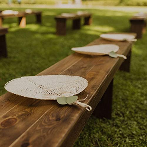 Fox Baby Natural Bamboo Raffia Hand Fans,Hand Weaving Fan for Summer Cooling Supplies Farmhouse Wall Decor Wedding Party Favors (2 Pcs)