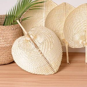 Fox Baby Natural Bamboo Raffia Hand Fans,Hand Weaving Fan for Summer Cooling Supplies Farmhouse Wall Decor Wedding Party Favors (2 Pcs)