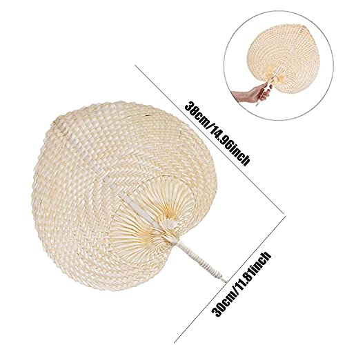 Fox Baby Natural Bamboo Raffia Hand Fans,Hand Weaving Fan for Summer Cooling Supplies Farmhouse Wall Decor Wedding Party Favors (2 Pcs)