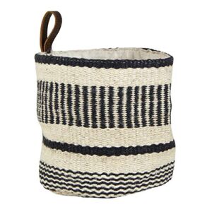 santa barbara design studio pure jute basket bag, 6 x 6-inch, ivory/black