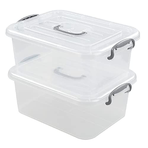 Cand 8 L Latch Storage Box, Clear Bin with Handle, 2 Packs