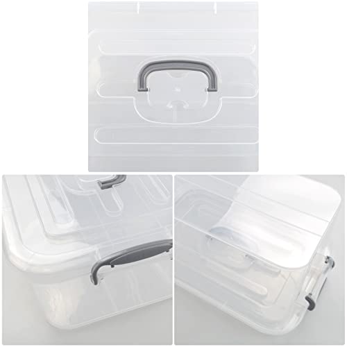 Cand 8 L Latch Storage Box, Clear Bin with Handle, 2 Packs