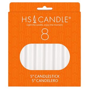 hs candle 8 pcs white unscented 5 inch candlestick taper candles, household general usage, emergency & more