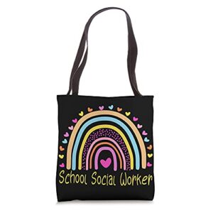 school social worker rainbow tote bag