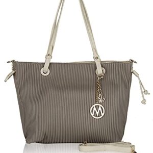 MKF Collection Shoulder Bag for Women PU Leather Satchel Handbag – Top Handle Hobo Purse, Ladies Fashion Tote Grey
