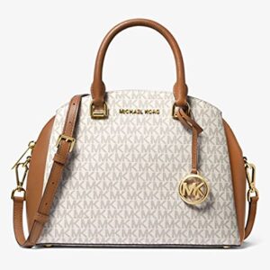 MICHAEL Michael Kors Maxine Medium Logo Leather Dome Satchel (Vanilla/Acorn)