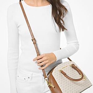 MICHAEL Michael Kors Maxine Medium Logo Leather Dome Satchel (Vanilla/Acorn)