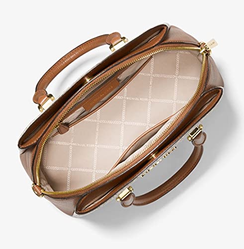 MICHAEL Michael Kors Maxine Medium Logo Leather Dome Satchel (Vanilla/Acorn)