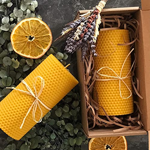 Mia Candles | Beeswax Pillar Candle 3"x 6" | Unscented Candles, Handmade, All Natural, 0 Pure Beeswax Candles for Home | No Chemicals, No Additives, No Petroleum | Home Decoration | Relaxing