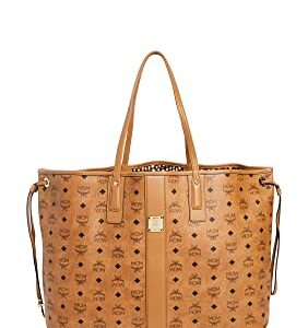 MCM Women's Liz Reversible Shopper Bag, Cognac, Brown, Graphic, Tan, One Size