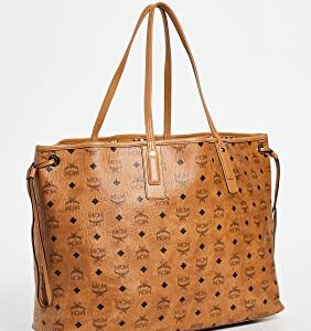 MCM Women's Liz Reversible Shopper Bag, Cognac, Brown, Graphic, Tan, One Size