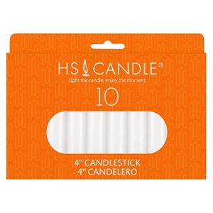 hs candle 10 pcs white unscented 4 inch taper candles, household general usage, emergency & more