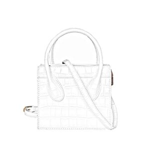 tiny purse patent leather tote mini purse clutch shoulder bag satchel shape crossbody handbag (white-large)