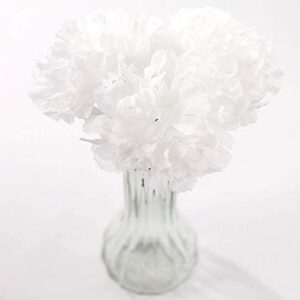 Floral Home Silk Carnation Picks | Artificial Flower Heads for Weddings, Decorations, DIY Decor and More (3.5" White Carnation Heads, 5" Stems), Pack of 100