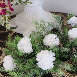 Floral Home Silk Carnation Picks | Artificial Flower Heads for Weddings, Decorations, DIY Decor and More (3.5" White Carnation Heads, 5" Stems), Pack of 100