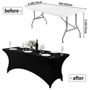 Spandex Table Cover for 6Ft Table Universal Fitted Stretch Tablecloth for Party, Banquet, Wedding and Events-Black