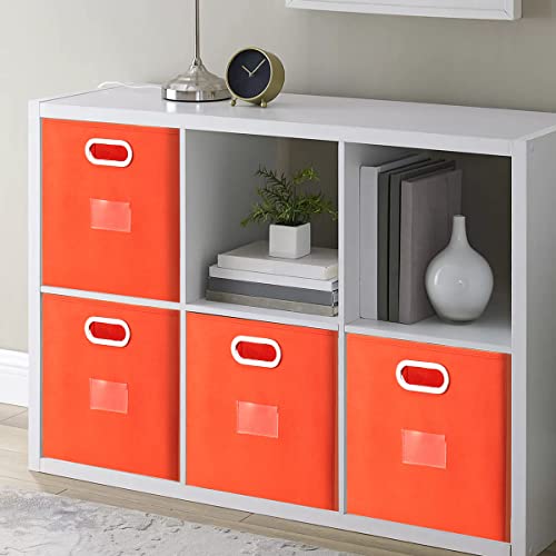 Robuy Foldable Cube Storage Bins Set of 4 Fabric Storage Boxes with Dual Metal Handles for Organizing Clothes, Toys, Towels 13x13x13 inch (13x13x13 inch, 4Pack Orange)