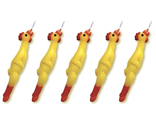 Birthday Candle Set Rubber Chicken (Set of 5) - 3" Tall - by NuOp Design