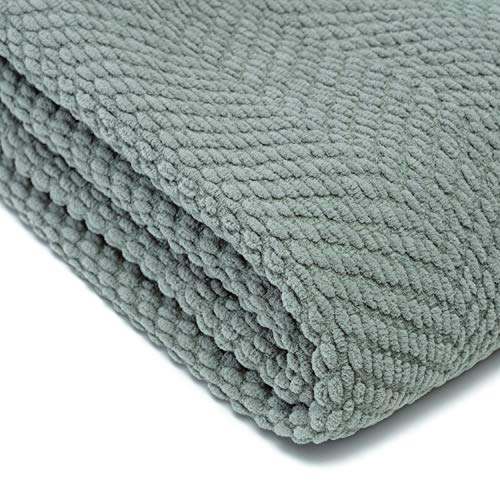 Chanasya Textured Knitted Super Soft Throw Blanket with Tassels - Warm Fluffy Cozy Plush Knit - for Couch Bed Sofa Living Room Framhouse Boho Sage Green Accent Decor (50x65 Inches) Tansage Blanket