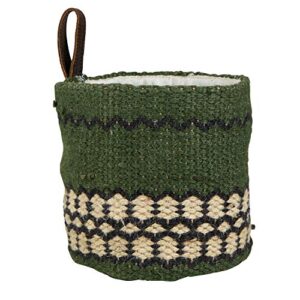 santa barbara design studio pure jute basket bag, 6 x 6-inch, forest green