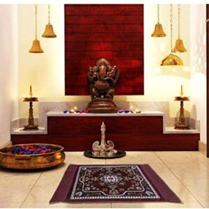 CRAZYBACHAT Presents Maroon Velvet Prayer Mat Aasan/Pooja Mat/Meditation Mat/Multipurpose Velvet Rug Mat 20 CM X 20 CM (Set of 2)