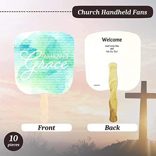 Swanson Christian Products Church Fans - Hand Held Parlor Fans for Adults - Hand Fans for Church Services - Amazing Grace - Pack of 10