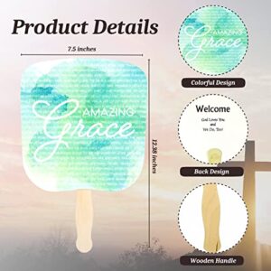 Swanson Christian Products Church Fans - Hand Held Parlor Fans for Adults - Hand Fans for Church Services - Amazing Grace - Pack of 10