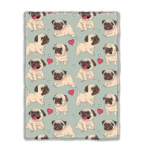 pug blanket flannel fleece throw blankets for bed couch sofa chair dog gift 50x40 inches