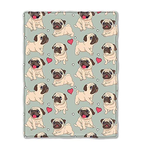 Pug Blanket Flannel Fleece Throw Blankets for Bed Couch Sofa Chair Dog Gift 50X40 inches