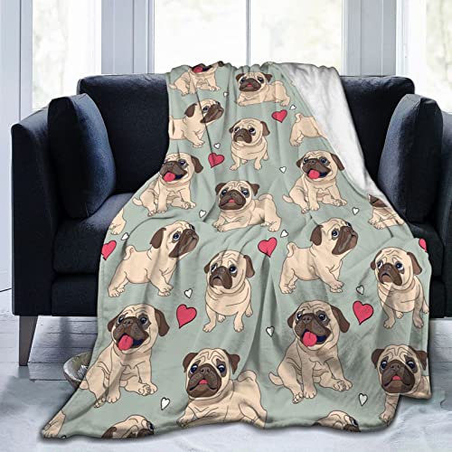 Pug Blanket Flannel Fleece Throw Blankets for Bed Couch Sofa Chair Dog Gift 50X40 inches