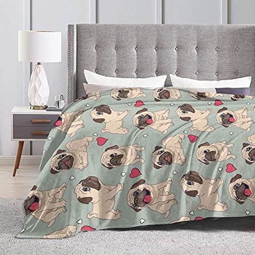 Pug Blanket Flannel Fleece Throw Blankets for Bed Couch Sofa Chair Dog Gift 50X40 inches