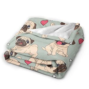 Pug Blanket Flannel Fleece Throw Blankets for Bed Couch Sofa Chair Dog Gift 50X40 inches