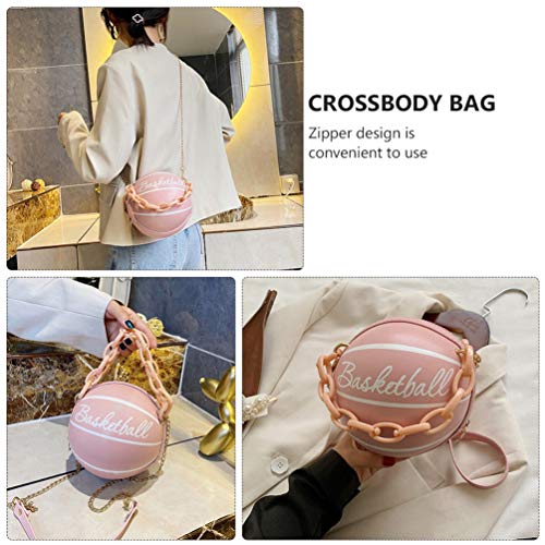 ABOOFAN Basketball Shaped Bag Basketball Shoulder Bag Women Messenger Bag Purse Tote Mini Crossbody Bag PU Leather Round Handbag for Girls