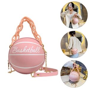 ABOOFAN Basketball Shaped Bag Basketball Shoulder Bag Women Messenger Bag Purse Tote Mini Crossbody Bag PU Leather Round Handbag for Girls