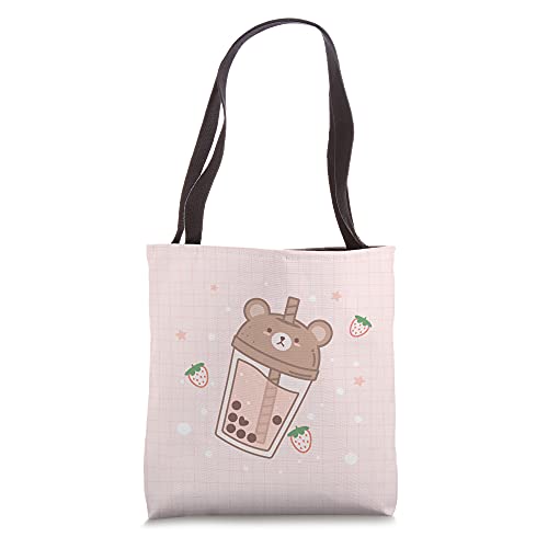 Bubble Milk Tea Boba Cute Bear Kawaii Aesthetic Tote Bag